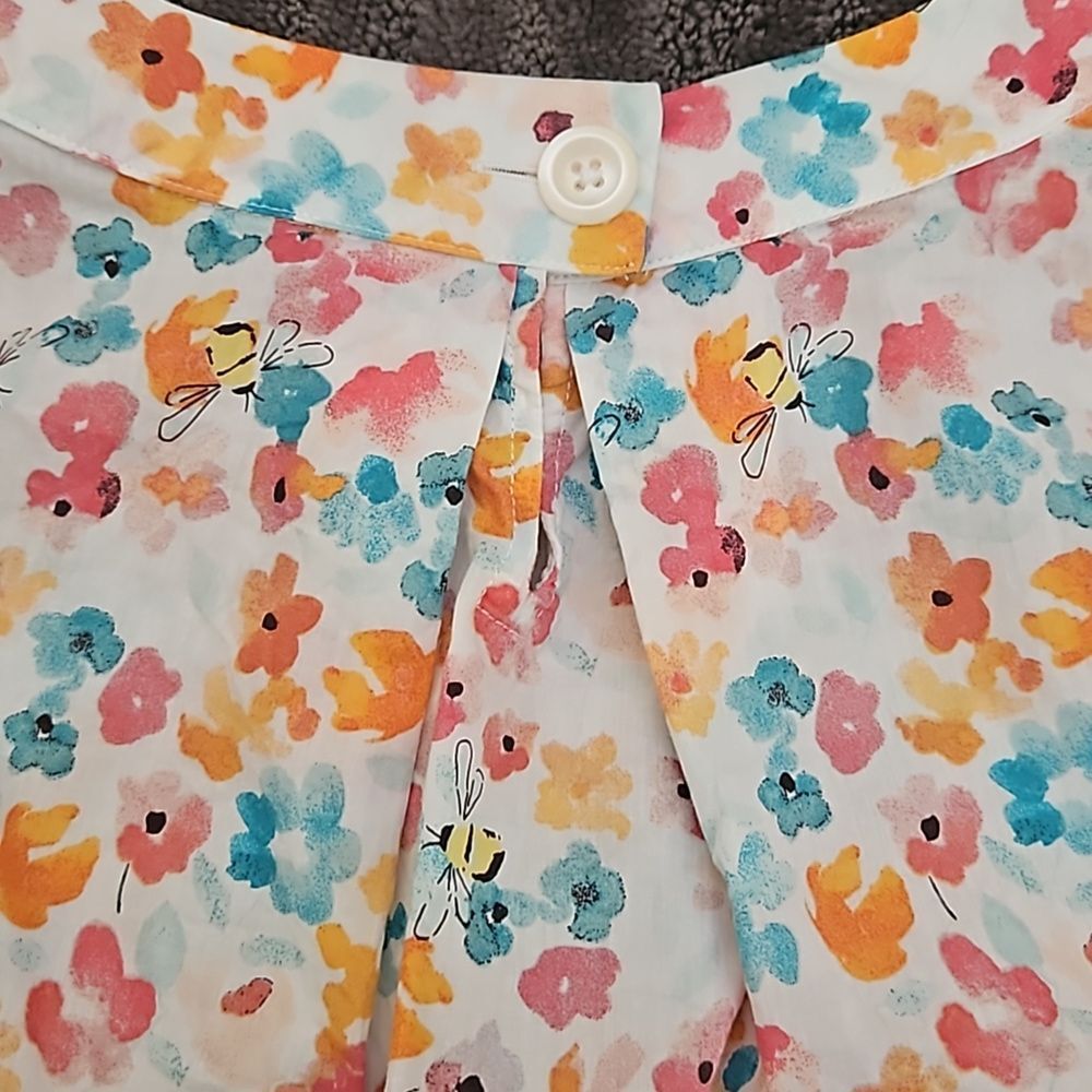 Talbot Women's size X light weight sleeveless shirt, floral with bees - Picture 14 of 15